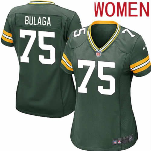Women Green Bay Packers #75 Bryan Bulaga Green Nike Game NFL Jersey